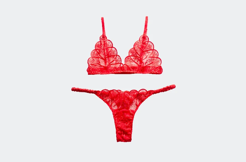 Scarlet Lace And Satin Set