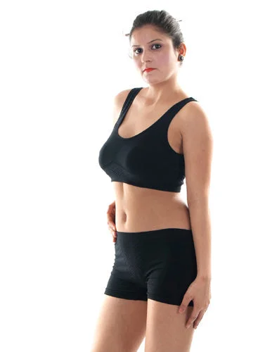 Black Seamless Sports Bra And Boyshort Set