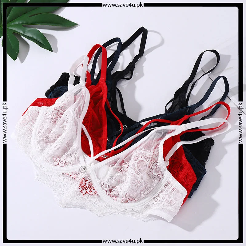 Soft Net Transparent Wired Bra Set