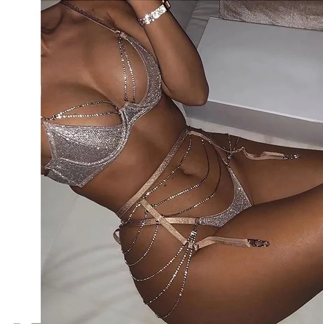 Silver Chain Lingerie Set