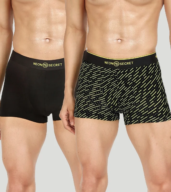 Stellar Duo: Black Trunk and Printed Raining Star Micro Modal Men's Trunk Underwear