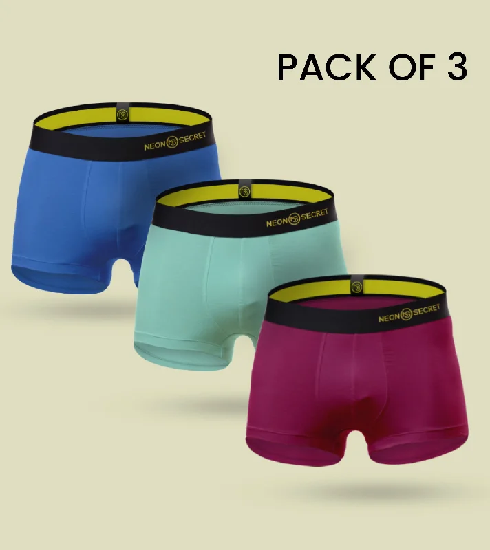 Super comfy Micro-modal Trunk- Pack of 3 (Sapphire Blue, Spear Mint, Claret)