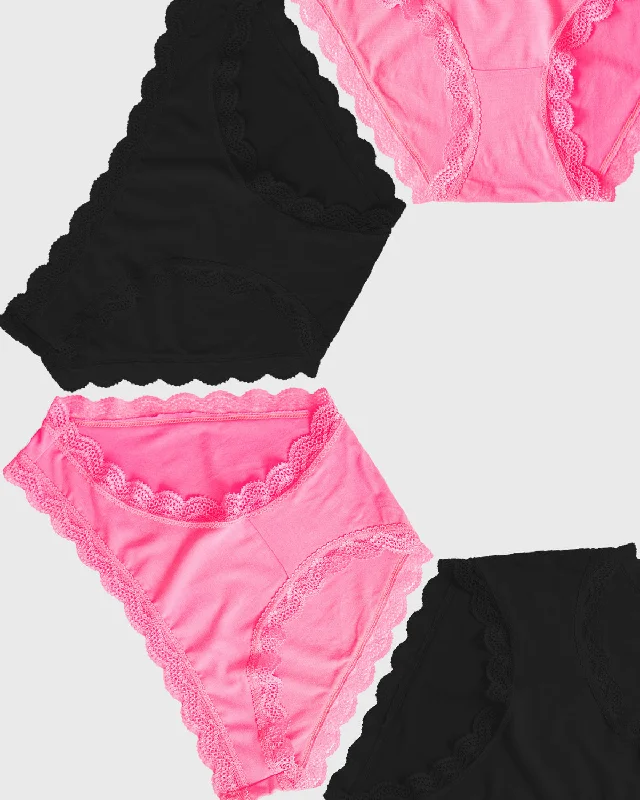 The Original Brief Four Pack - Black and Hot Pink