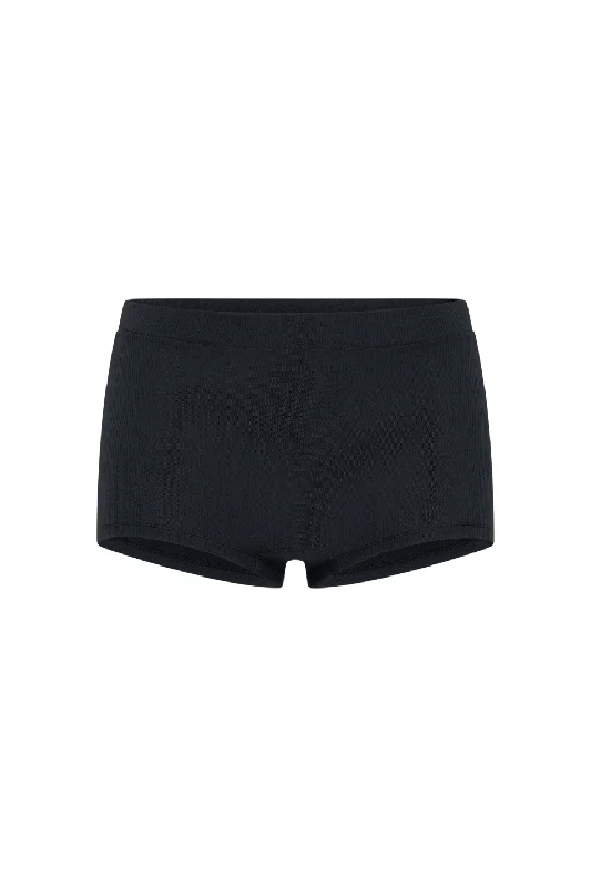 The Ribbed Boyshort - Black