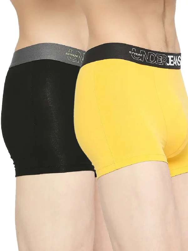 Underjeans by Spykar Men Premium Yellow & Black Cotton Blend Trunk - Pack Of 2