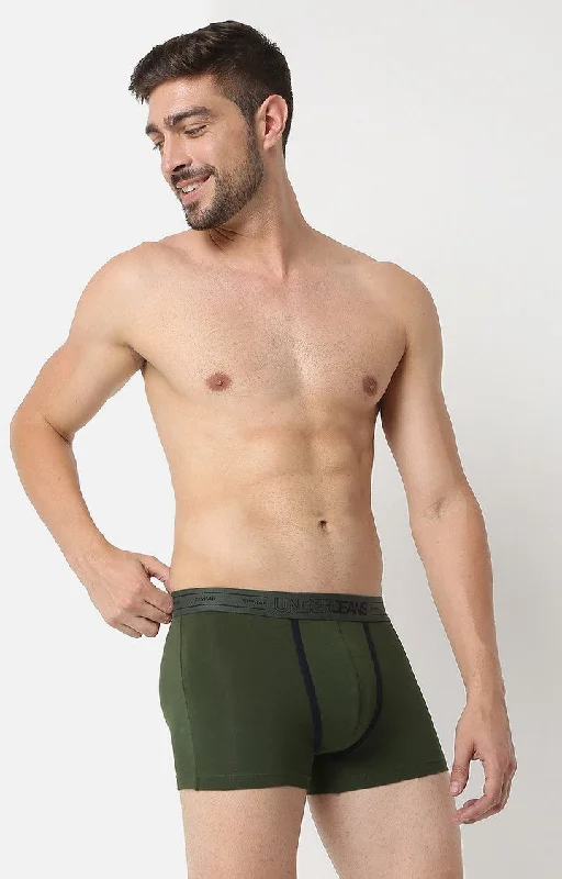 Men Premium Olive Cotton Trunk - UnderJeans by Spykar