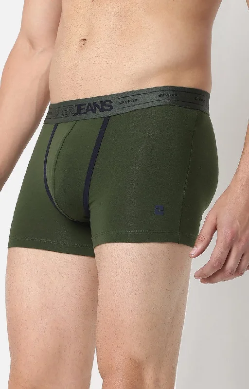 Men Premium Olive Cotton Trunk - UnderJeans by Spykar