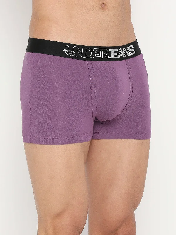 Men Premium Dull Purple Cotton Blend Trunk - UnderJeans by Spykar