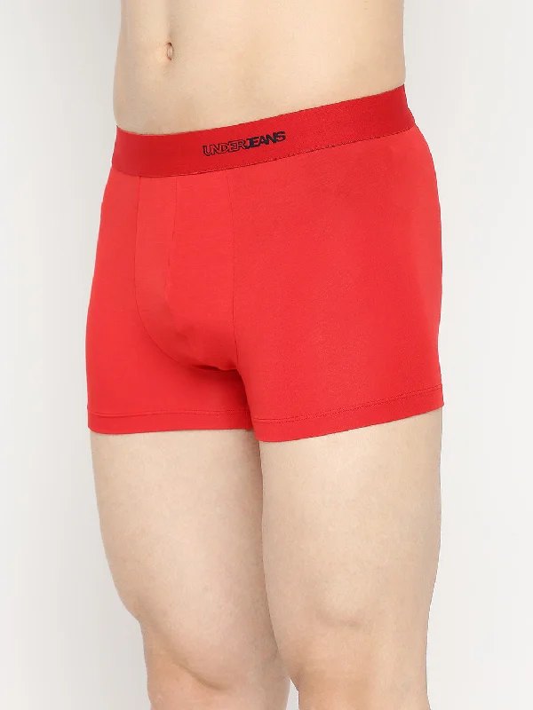 Men Premium Micromodal Red Trunk - UnderJeans by Spykar