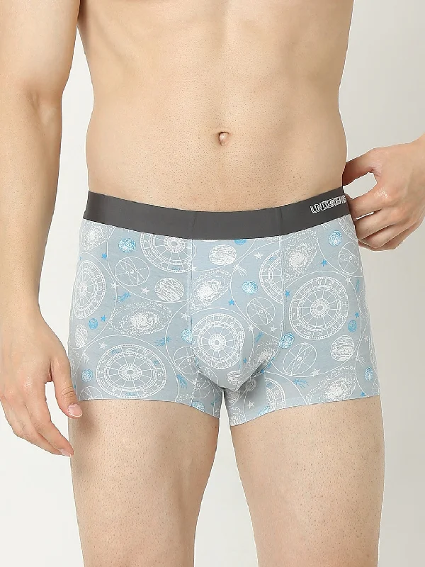 Underjeans by Spykar Men Super Premium Printed Bonded Elastic Grey Trunk