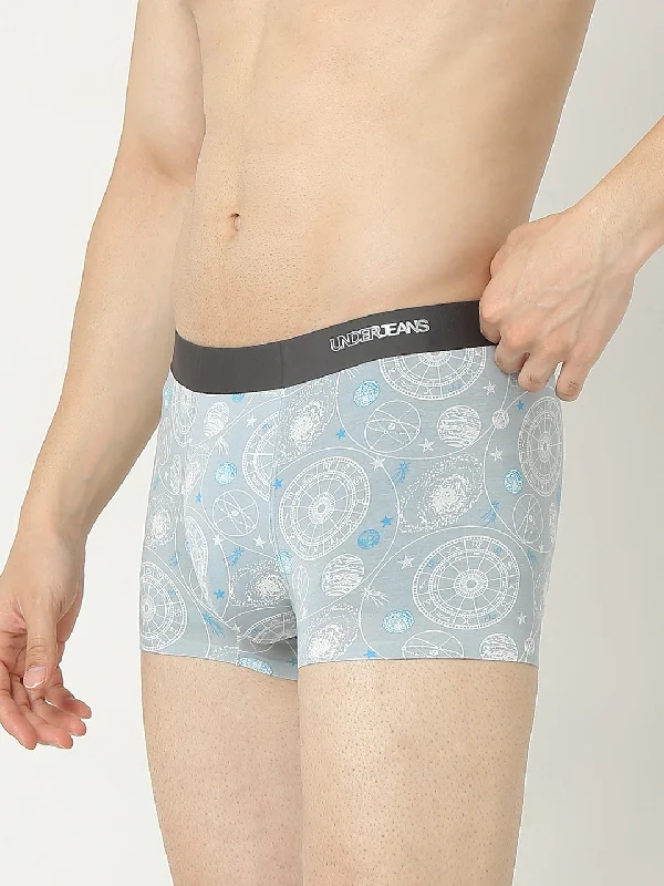 Underjeans by Spykar Men Super Premium Printed Bonded Elastic Grey Trunk