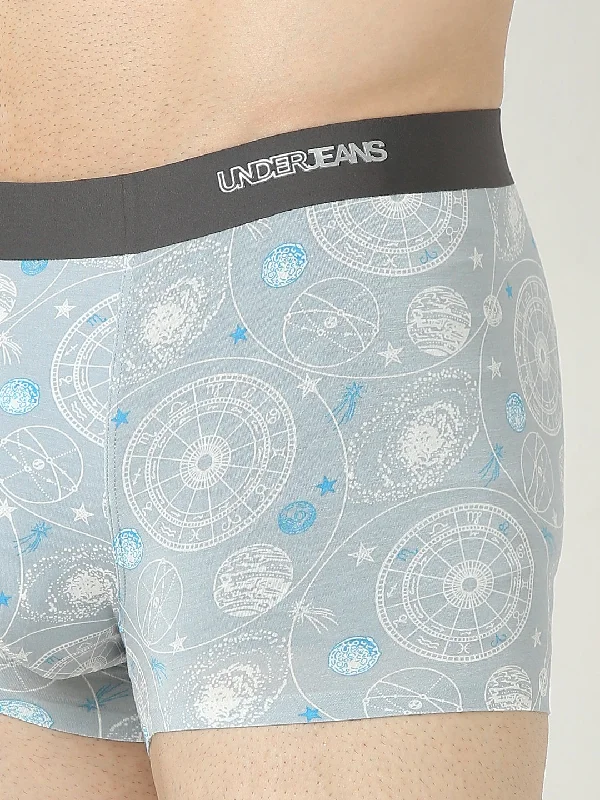 Underjeans by Spykar Men Super Premium Printed Bonded Elastic Grey Trunk