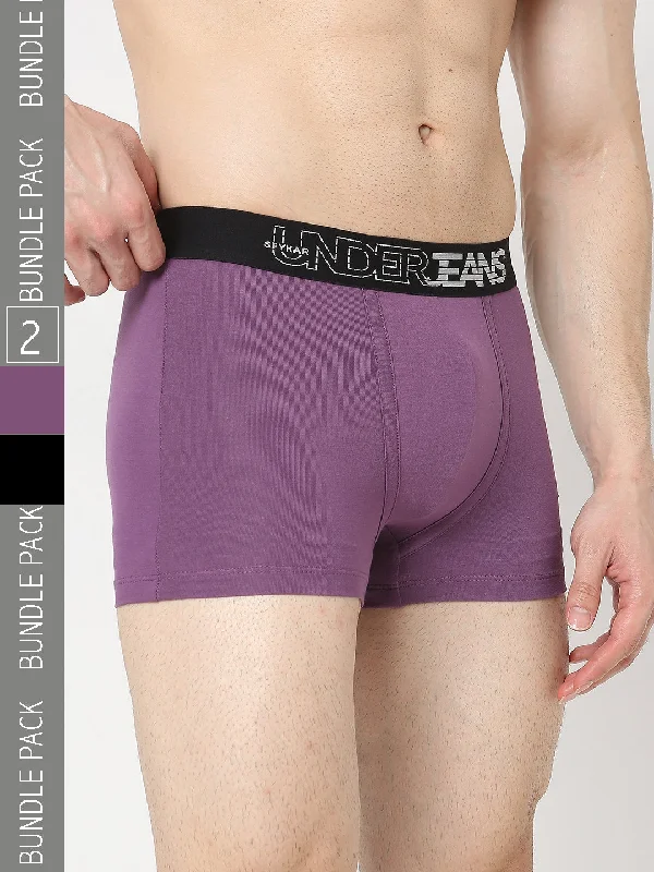 Underjeans by Spykar Men Premium Pack of 2 Black - Purple Trunk