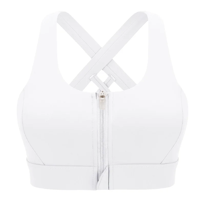 Filhot™ Cross Back Wirefree Sports Bra With Zipper Up to 2XL