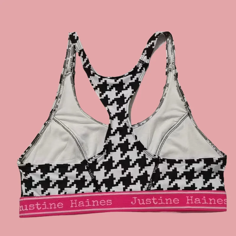 T-Back Racer Sports Bra in Giant Herringbone