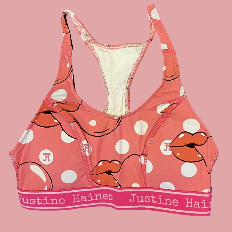 T-Back Racer Sports Bra in Pink Bubble Gum