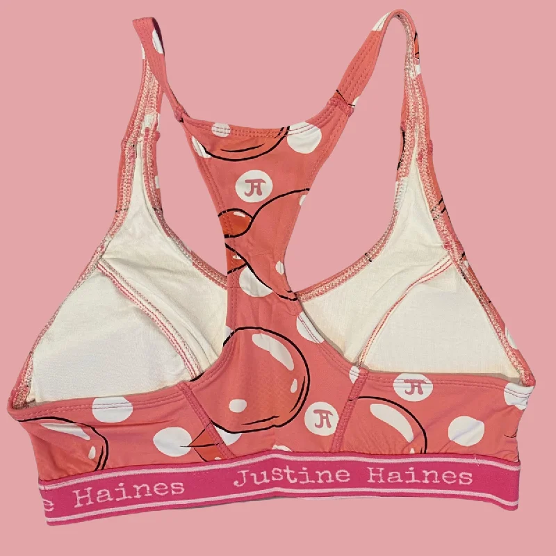 T-Back Racer Sports Bra in Pink Bubble Gum