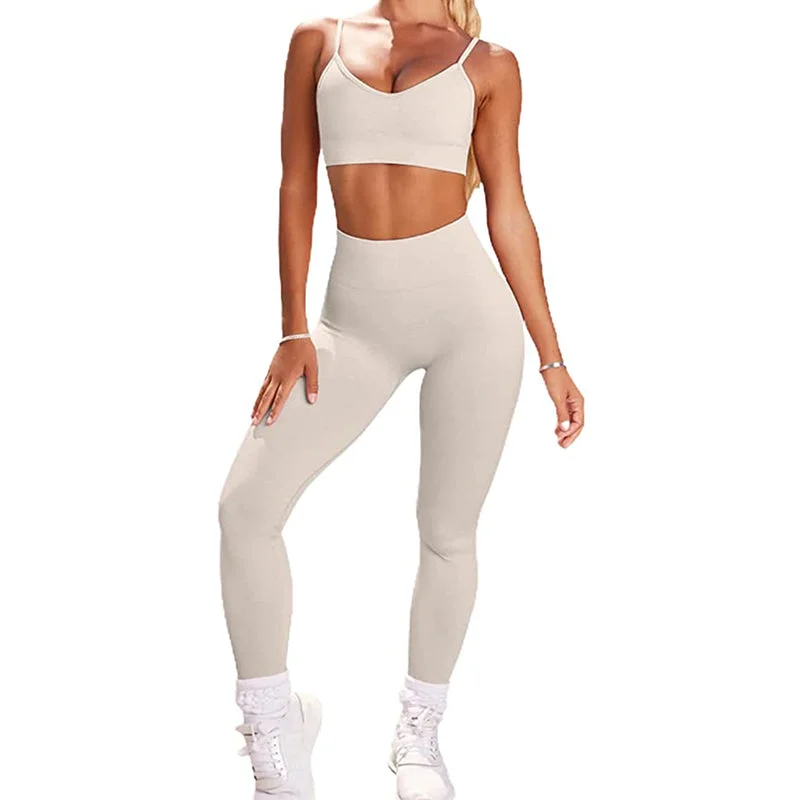 HANERDUN 2 Piece Workout Set for Women Outfit Gym High Waist Leggings with Sport Bra