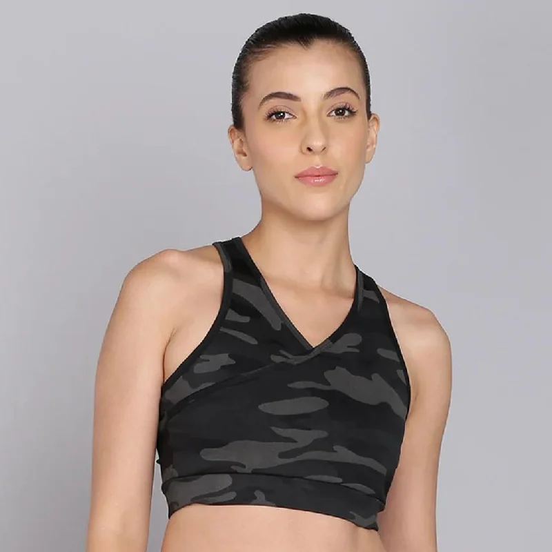 Deevaz Full Coverage Non Padded Sports Bra In (Printed Black )