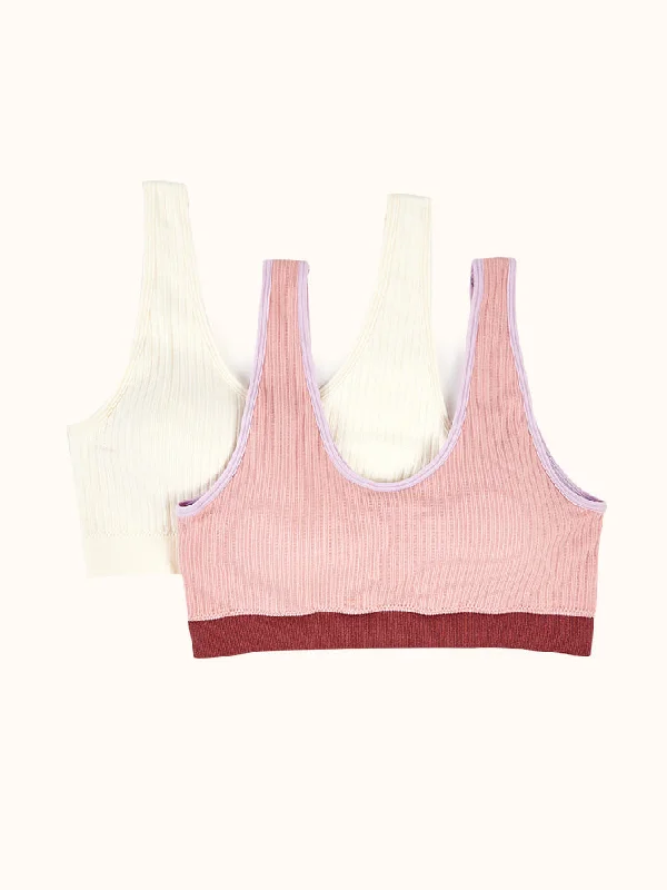 Scoop Neck Bra (2 Pack) - Pink/White